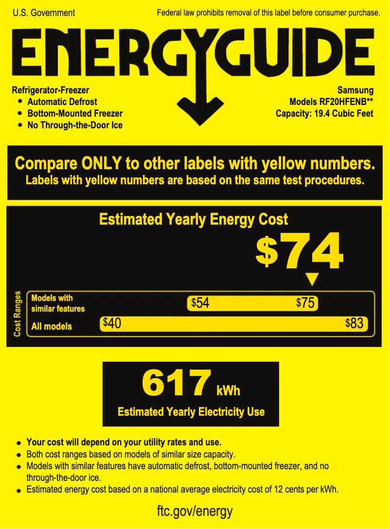 Page n°1 - Label énergétique Samsung RF20HFENBWW