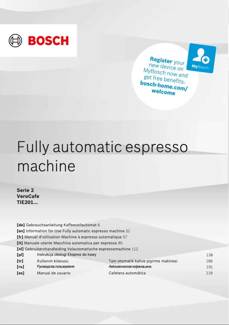 Page n°1 - Manuel utilisateur Bosch TIE20119