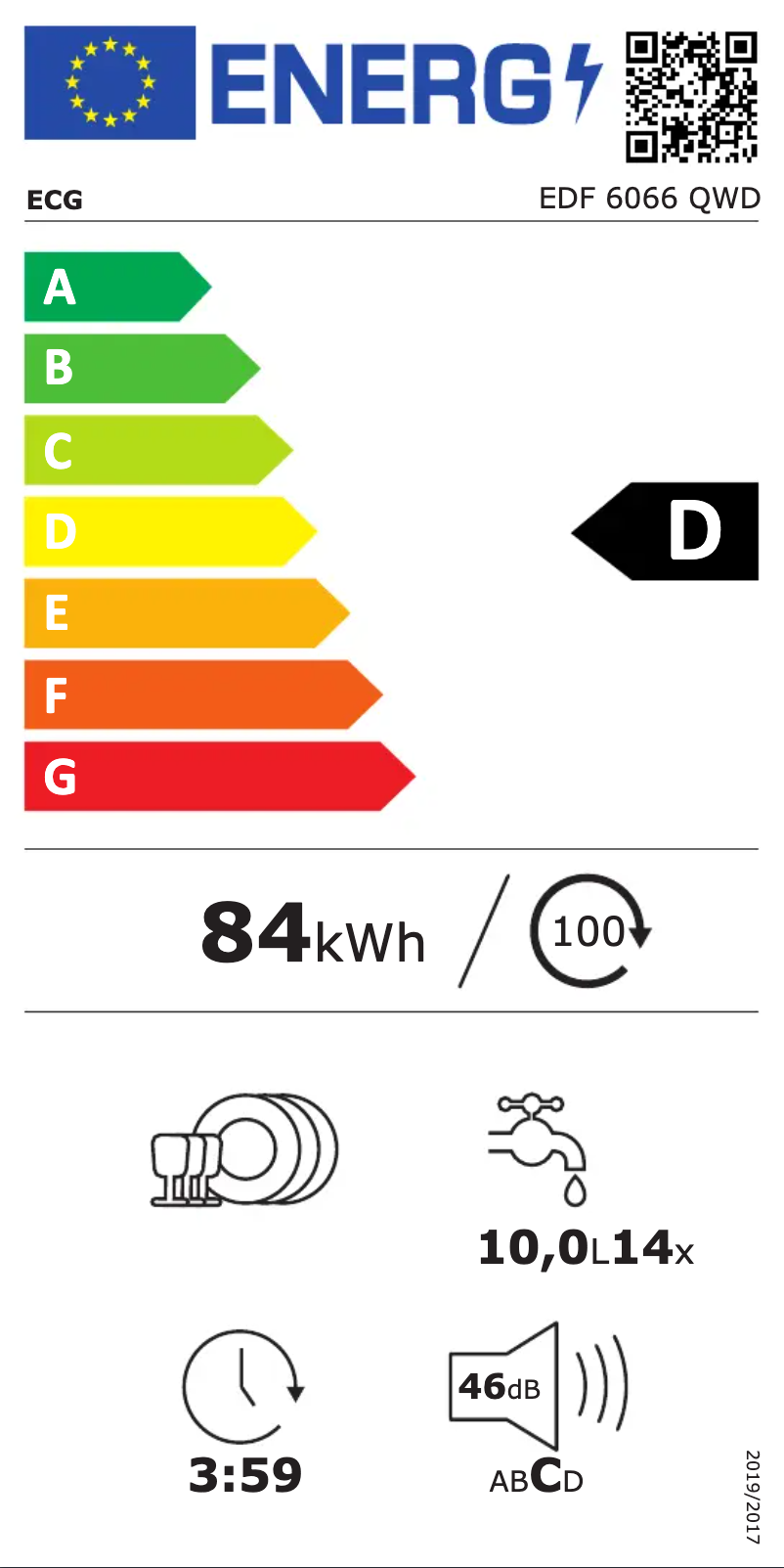 Page 1 de la notice Label énergétique ECG EDF 6066 QWD