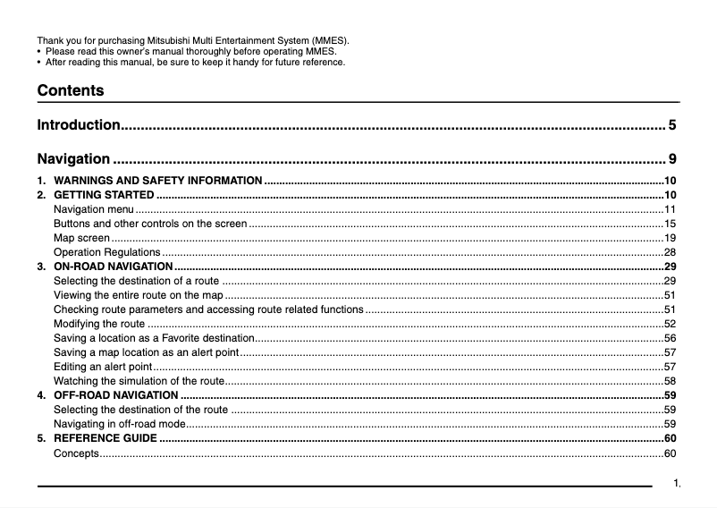Page 1 de la notice Manuel utilisateur Mitsubishi Mirage (2014)