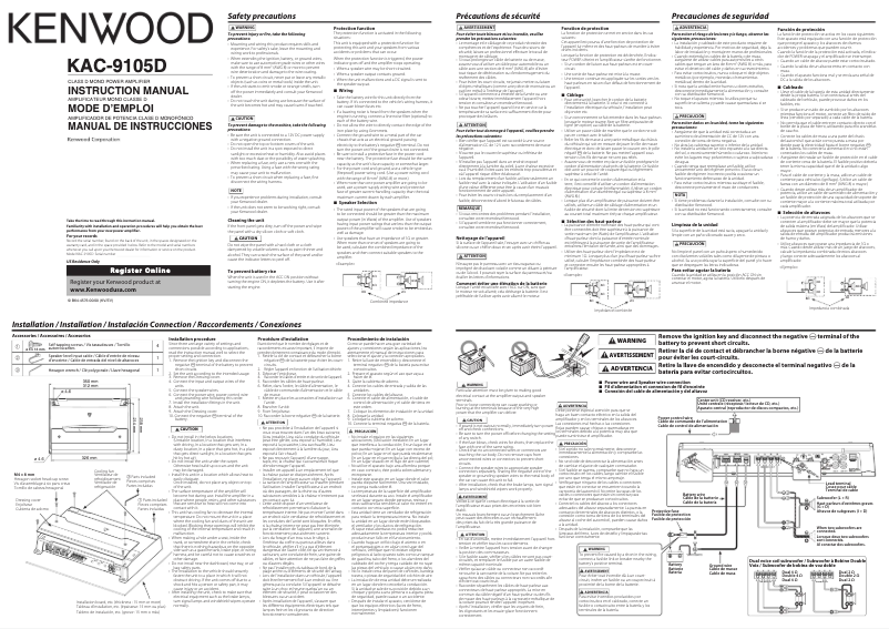 Page n°1 - Manuel utilisateur Kenwood KAC-9105D