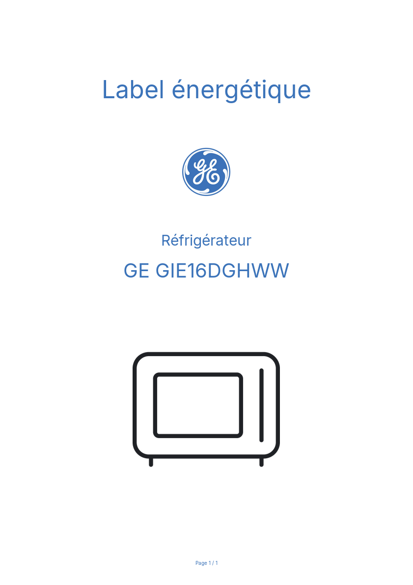 Image de la première page du manuel de l'appareil GIE16DGHWW