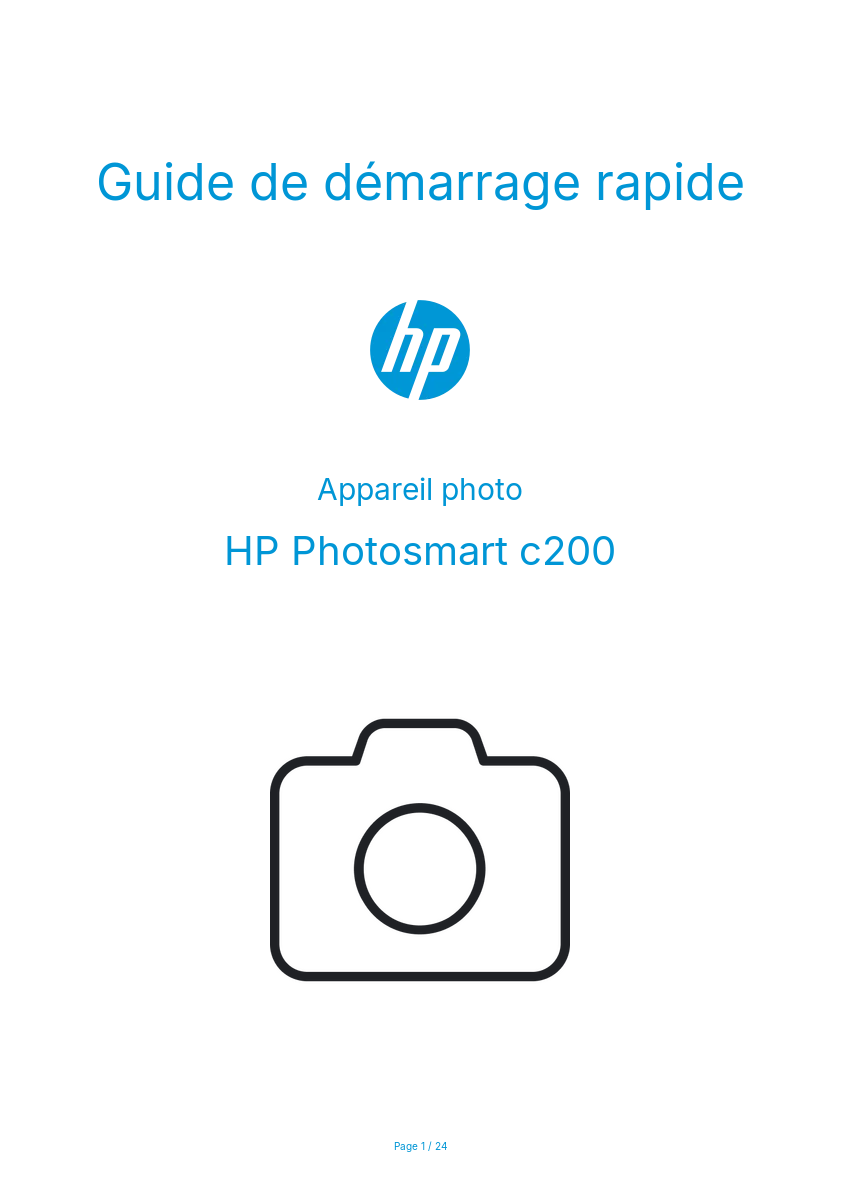 Page n°1 - Guide de démarrage rapide HP Photosmart c200