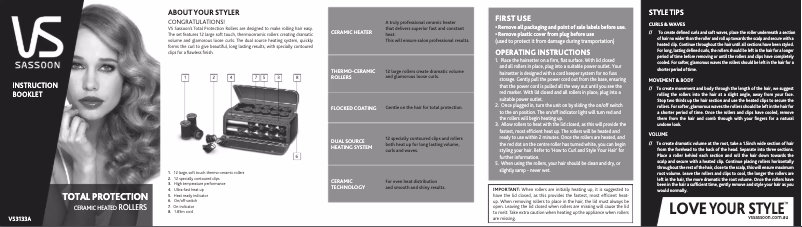 Page 1 de la notice Manuel utilisateur VS Sassoon Total Protection VS3133A