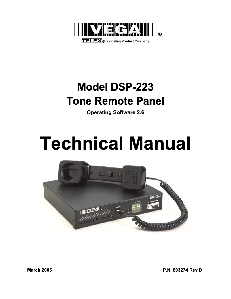 Page n°1 - Manuel utilisateur Telex DSP-223