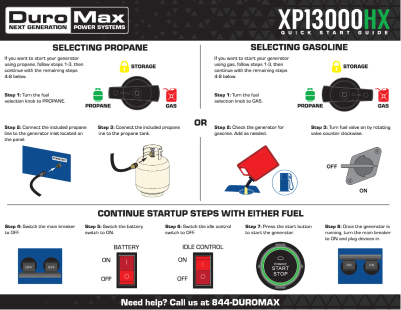 Page n°1 - Guide de démarrage rapide DuroMax XP13000HX