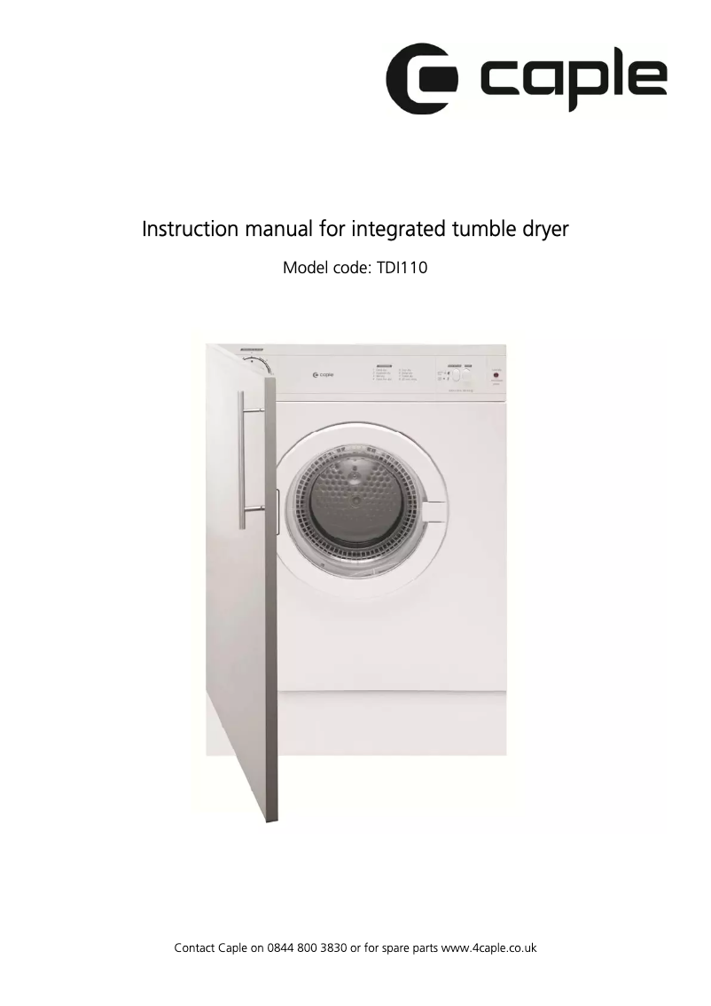 Page n°1 - Manuel utilisateur Caple TDI110