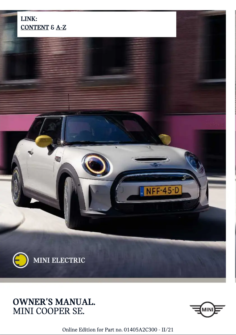 Page 1 of the manual User Manual Mini Hardtop SE Electric (2023)