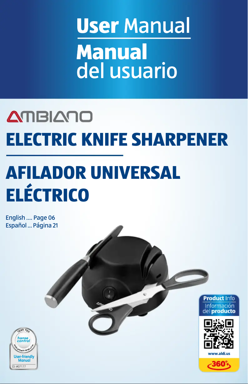 Page n°1 - Manuel utilisateur Ambiano GT-AS-01
