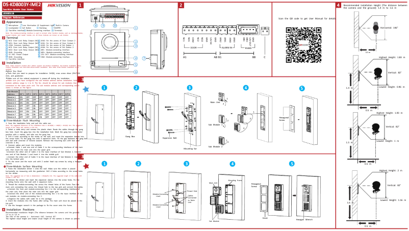 Page 1 de la notice Guide de démarrage rapide Hikvision DS-KD8003Y-IME2