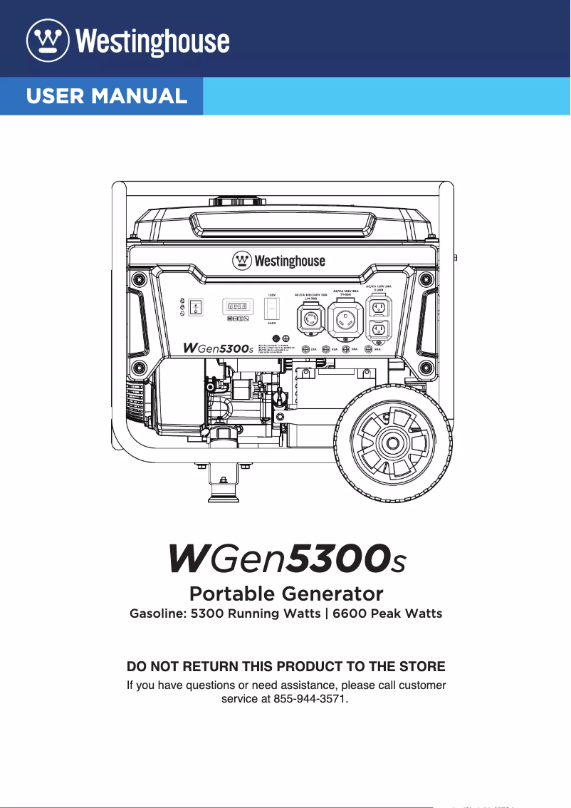 Page n°1 - Manuel utilisateur Westinghouse WGen5300s