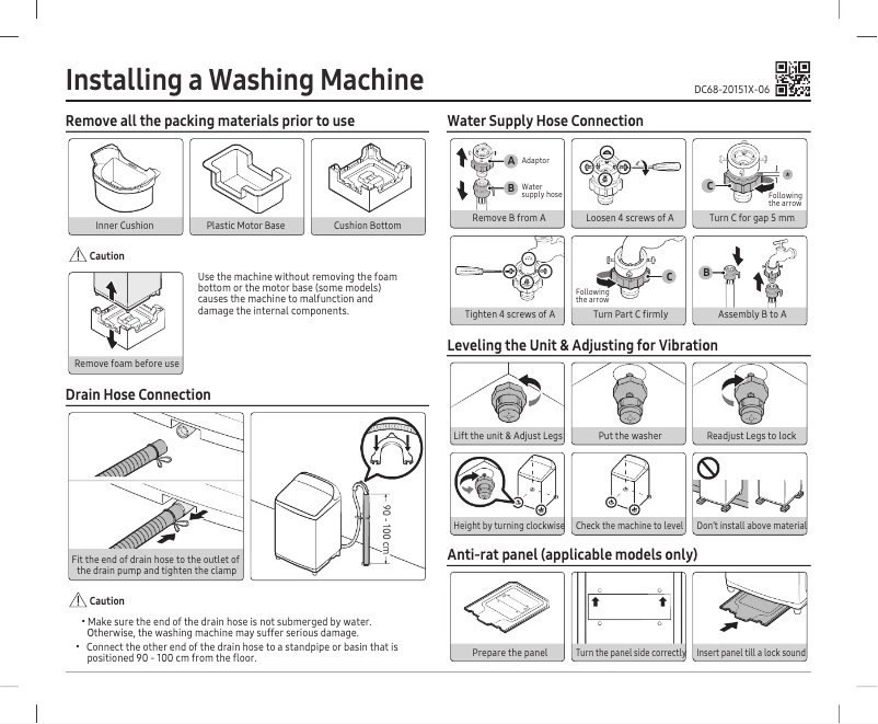 Page n°1 - Guide d'installation Samsung WA55H4000SW/NZ