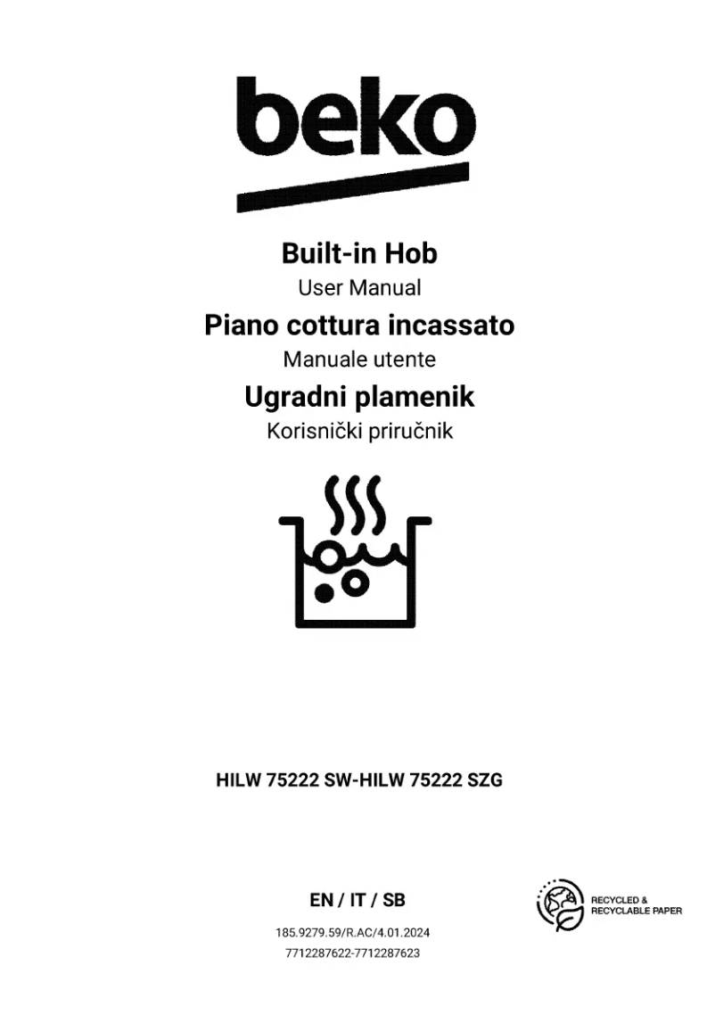 Page 1 de la notice Manuel utilisateur Beko HILW75222SW