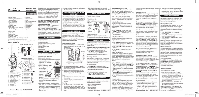 Image de la première page du manuel de l'appareil Marina 900