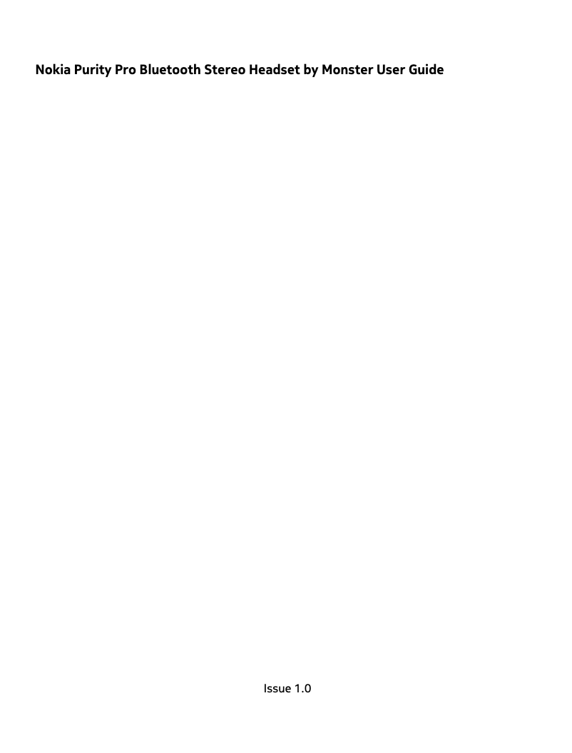 Page 1 de la notice Manuel utilisateur Nokia Purity Pro