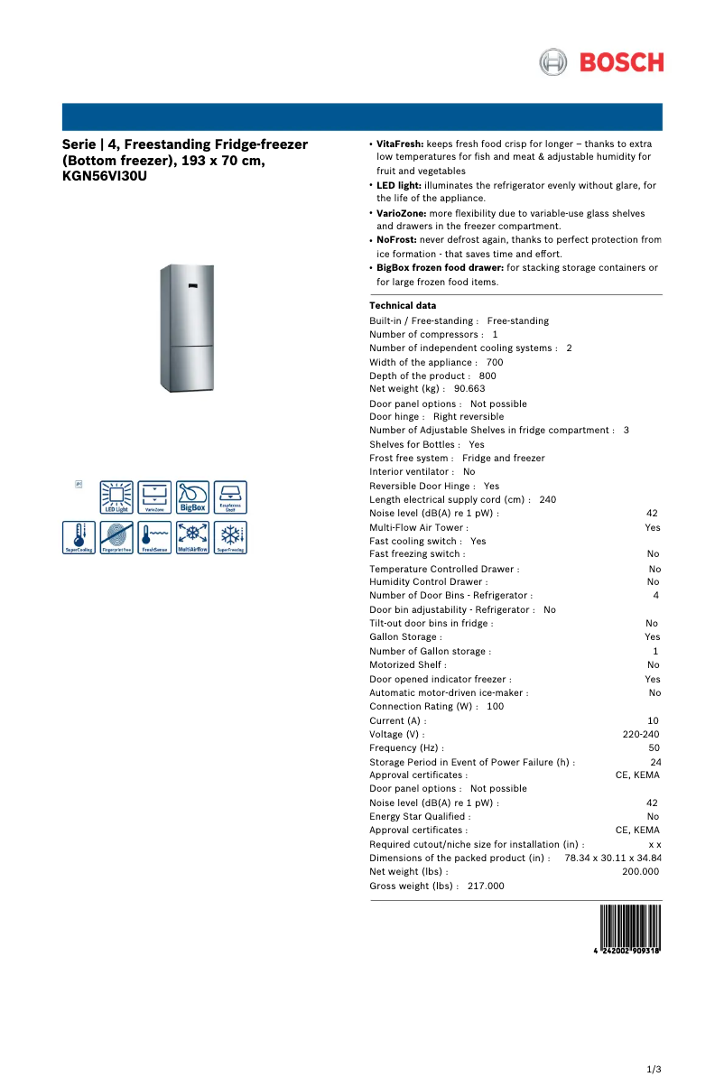 Image de la première page du manuel de l'appareil KGN56VI30U