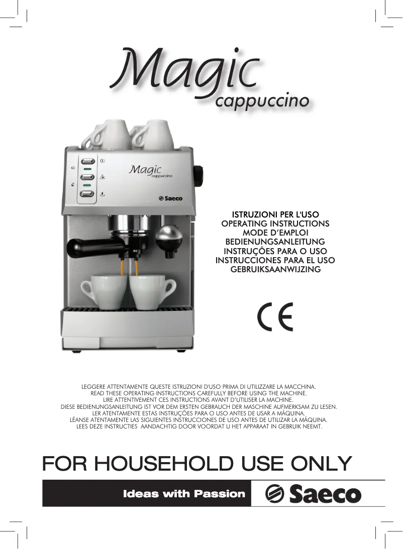 Page 1 de la notice Manuel utilisateur Philips Saeco Magic Cappucino