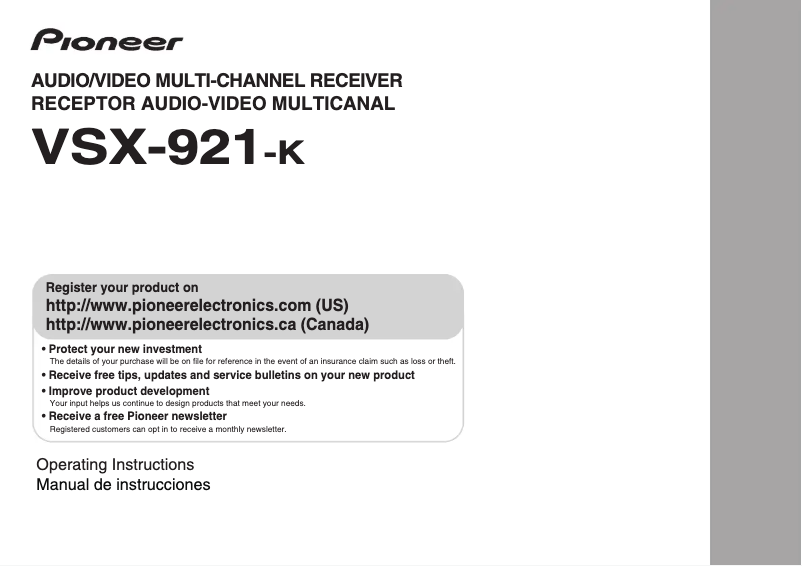 Page n°1 - Manuel utilisateur Pioneer VSX-921-K