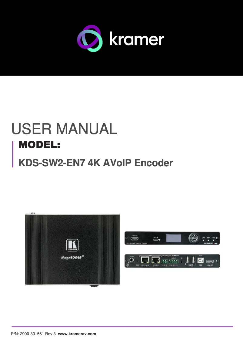 Page n°1 - Manuel utilisateur Kramer KDS-SW2-EN7