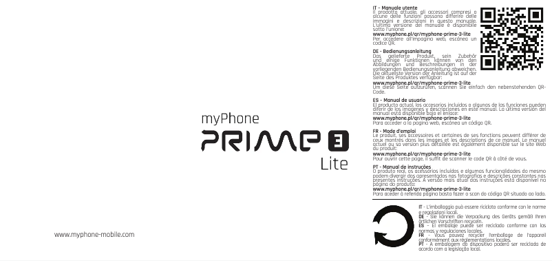 Page 1 de la notice Manuel utilisateur myPhone Prime 3 Lite