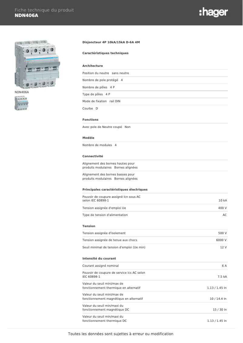 Image de la première page du manuel de l'appareil NDN406A