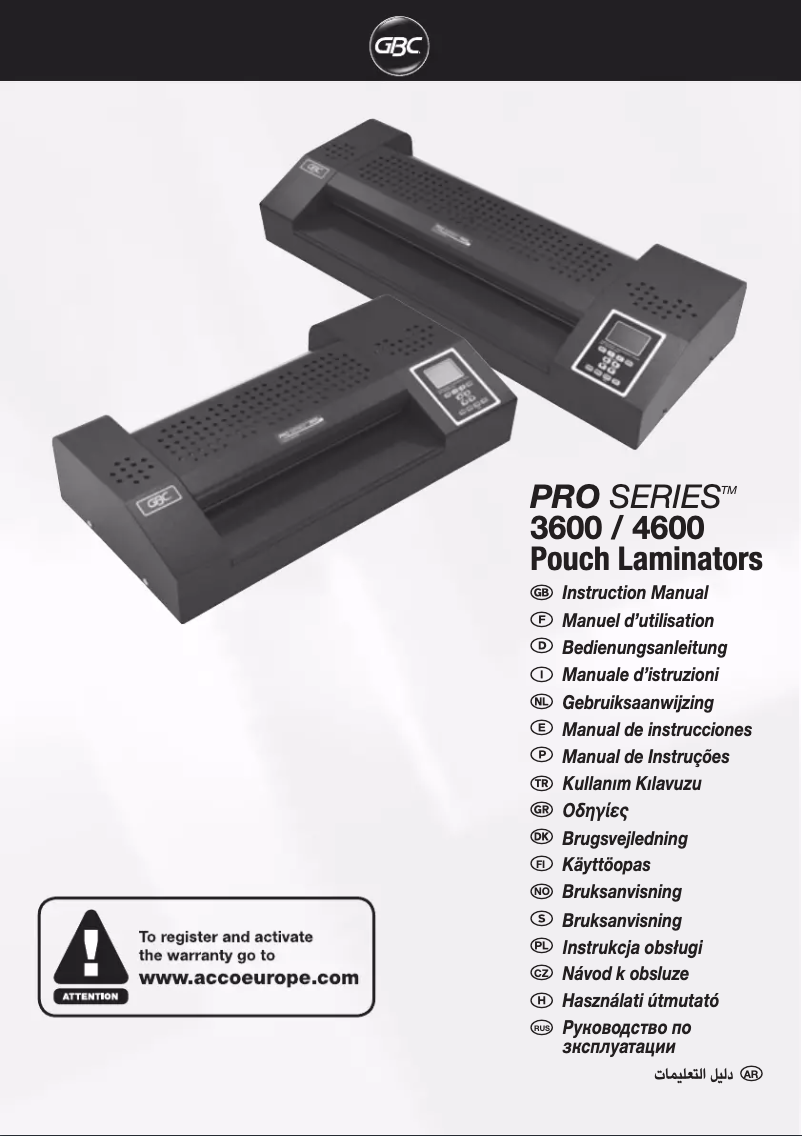 Page n°1 - Manuel utilisateur GBC Proseries 4600