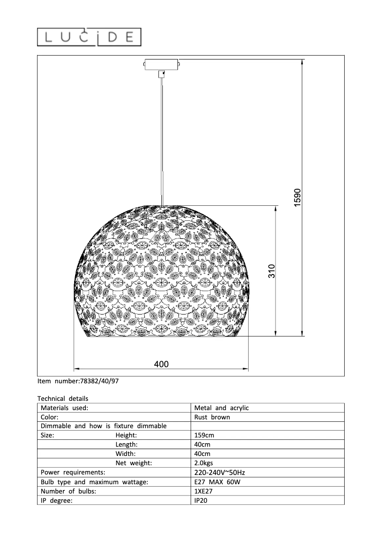 Page 1 de la notice Manuel utilisateur Lucide Byrsa