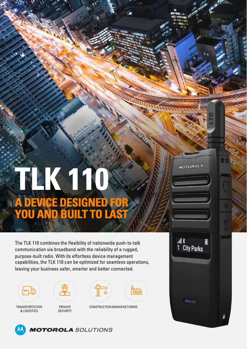 Page 1 de la notice Brochure Motorola WAVE PTX TLK 110