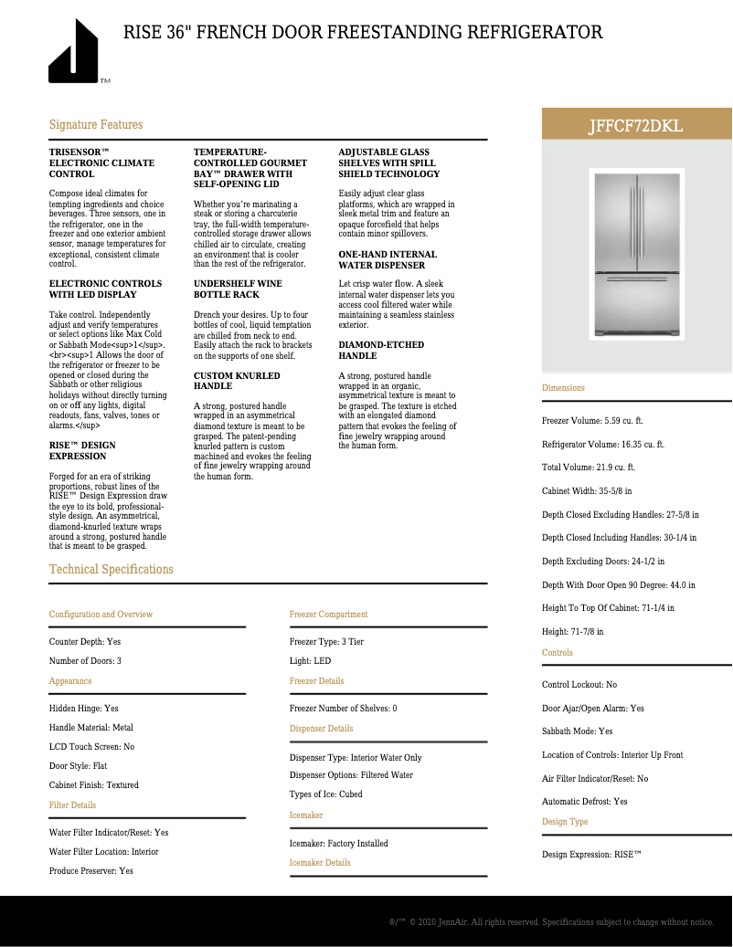 Image de la première page du manuel de l'appareil JFFCF72DKL