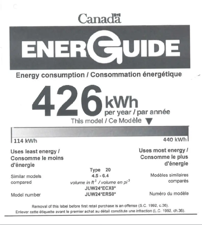 Image de la première page du manuel de l'appareil JUW24FRECX