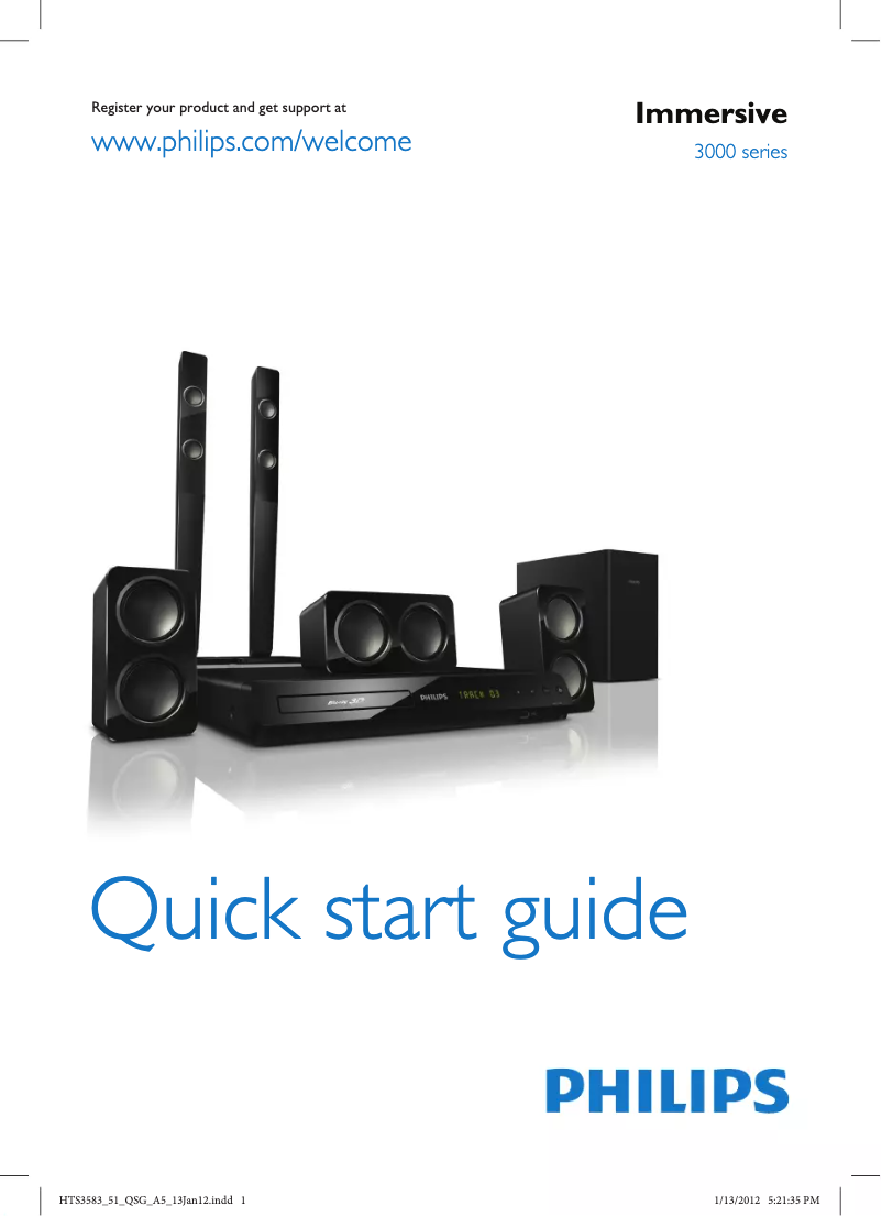 Page n°1 - Guide de démarrage rapide Philips HTS3583