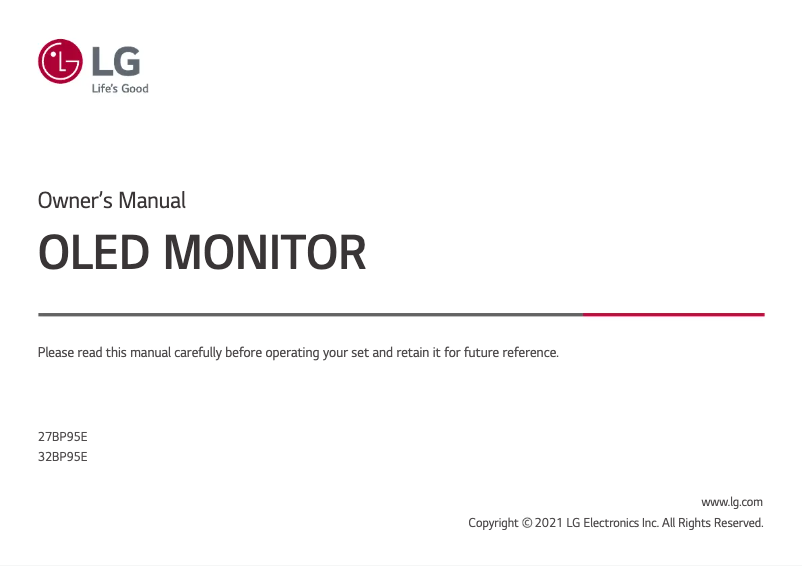 Page n°1 - Manuel utilisateur LG 27BP95E