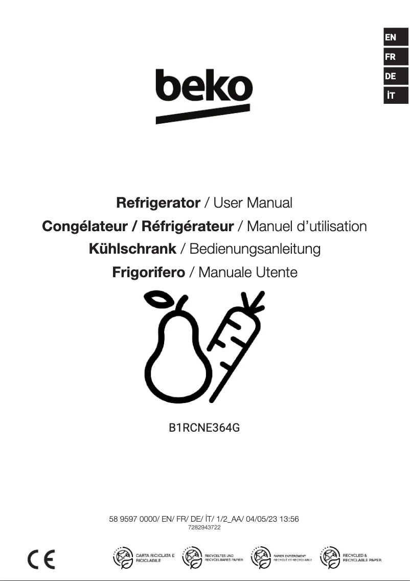 Page 1 de la notice Manuel utilisateur Beko B1RCNE364G