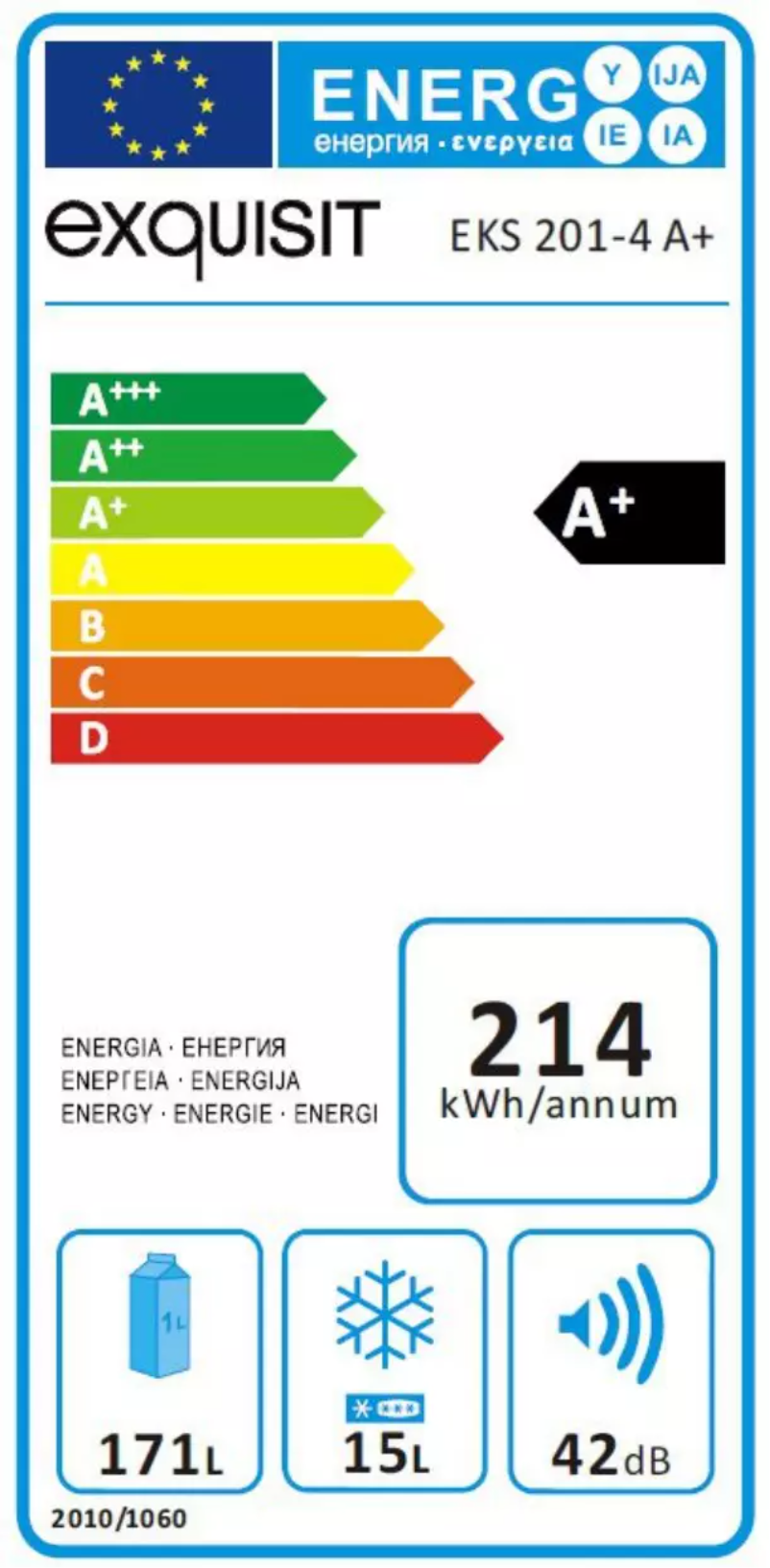 Page 1 de la notice Label énergétique Exquisit EKS201-4A+