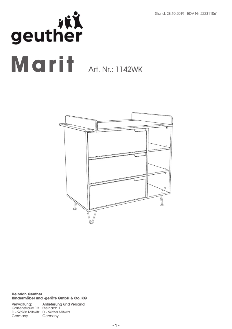 Image de la première page du manuel de l'appareil Marit 1142WK