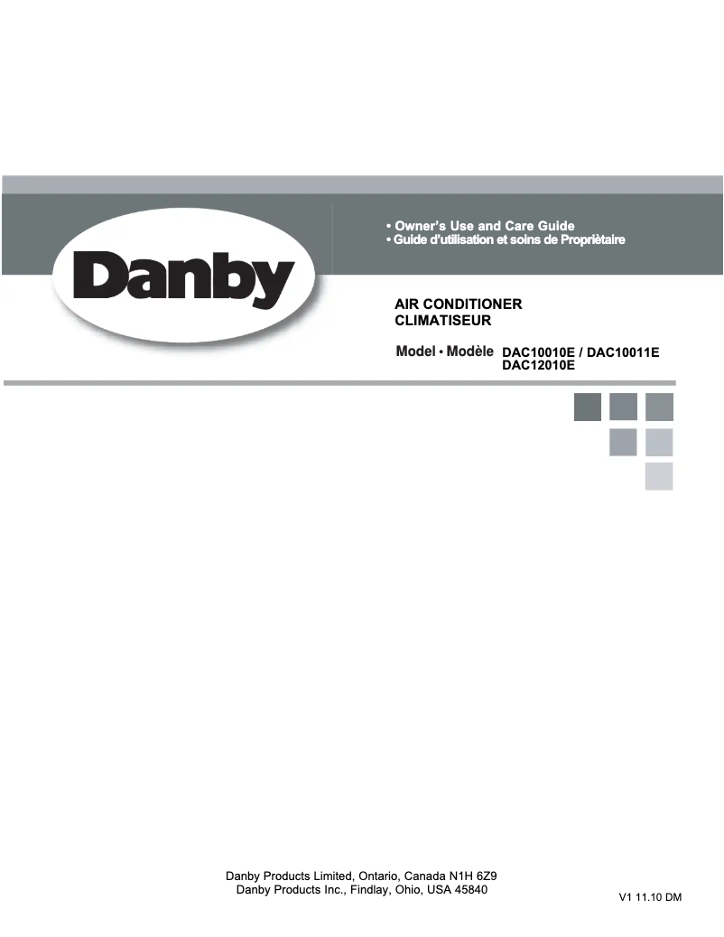 Page 1 de la notice Manuel utilisateur Danby DAC10011E
