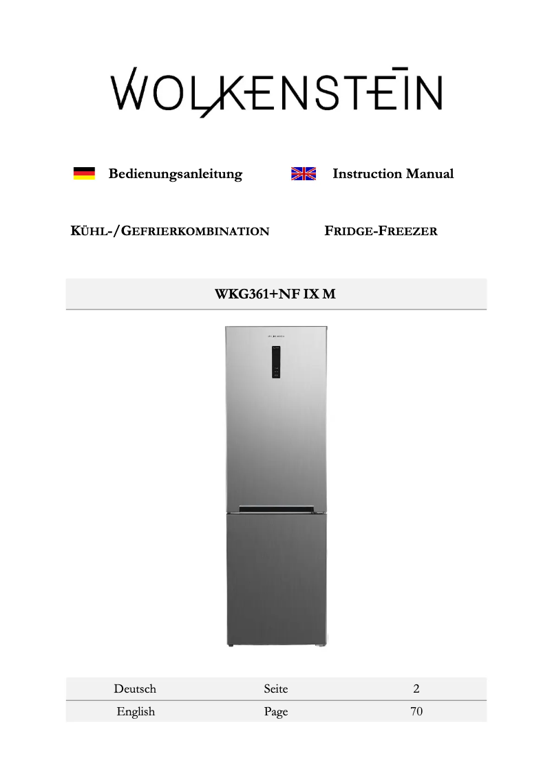 Page 1 de la notice Manuel utilisateur Wolkenstein WKG361+NF IXM