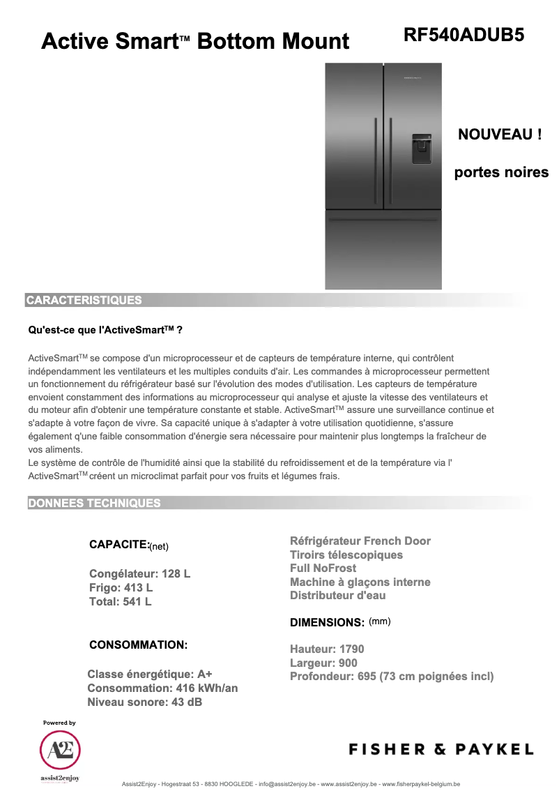 Page n°1 - Fiche technique Fisher & Paykel RF540ADUB5