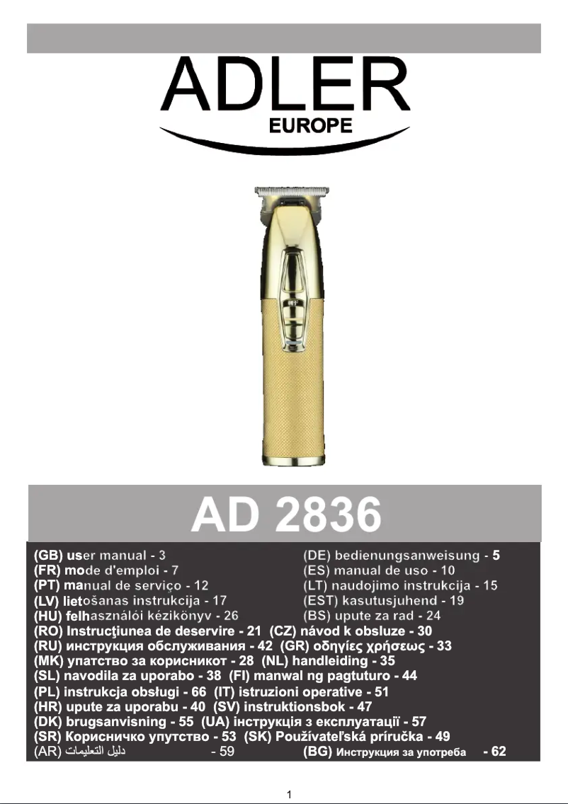 Image de la première page du manuel de l'appareil AD 2836