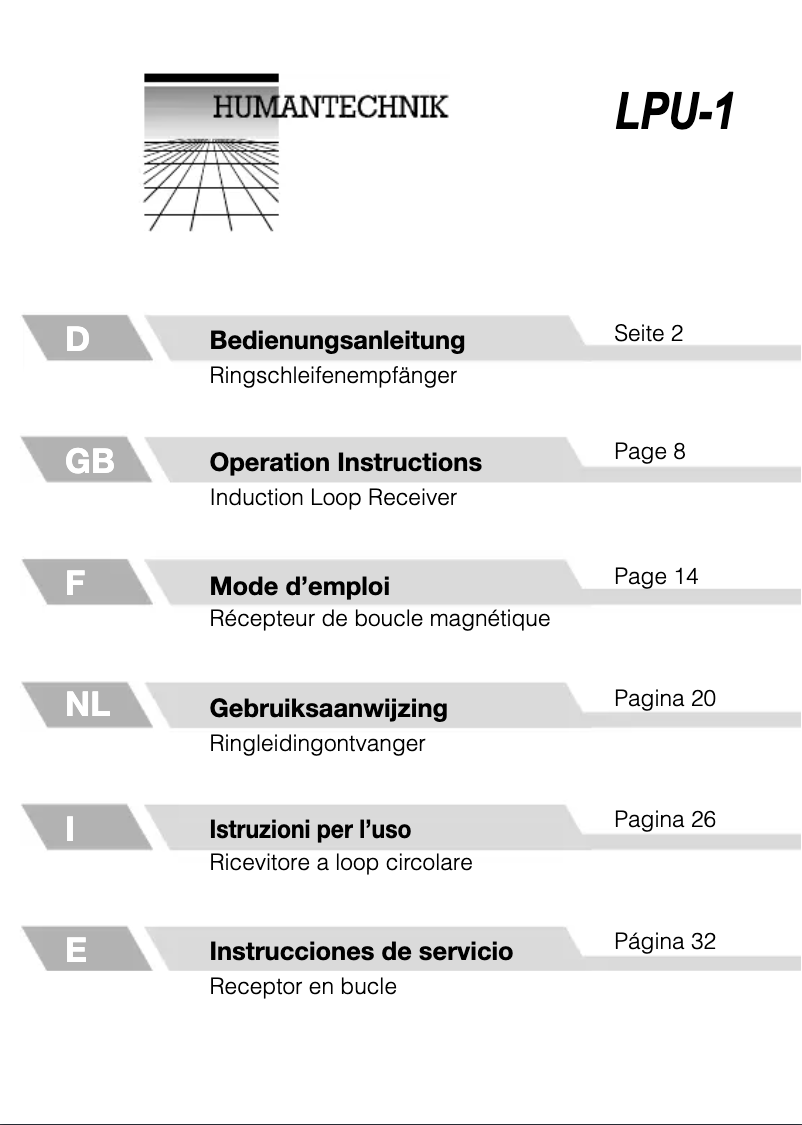 Page n°1 - Manuel utilisateur Humantechnik LPU-1