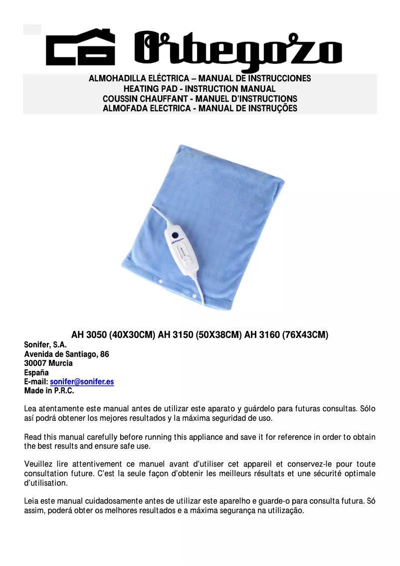 Image de la première page du manuel de l'appareil AH 3050