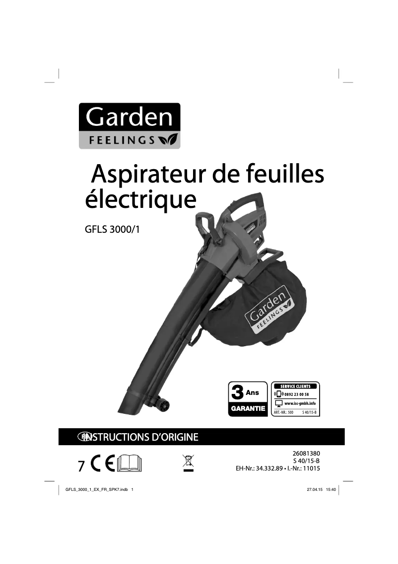 Image de la première page du manuel de l'appareil GFLS 3000/1