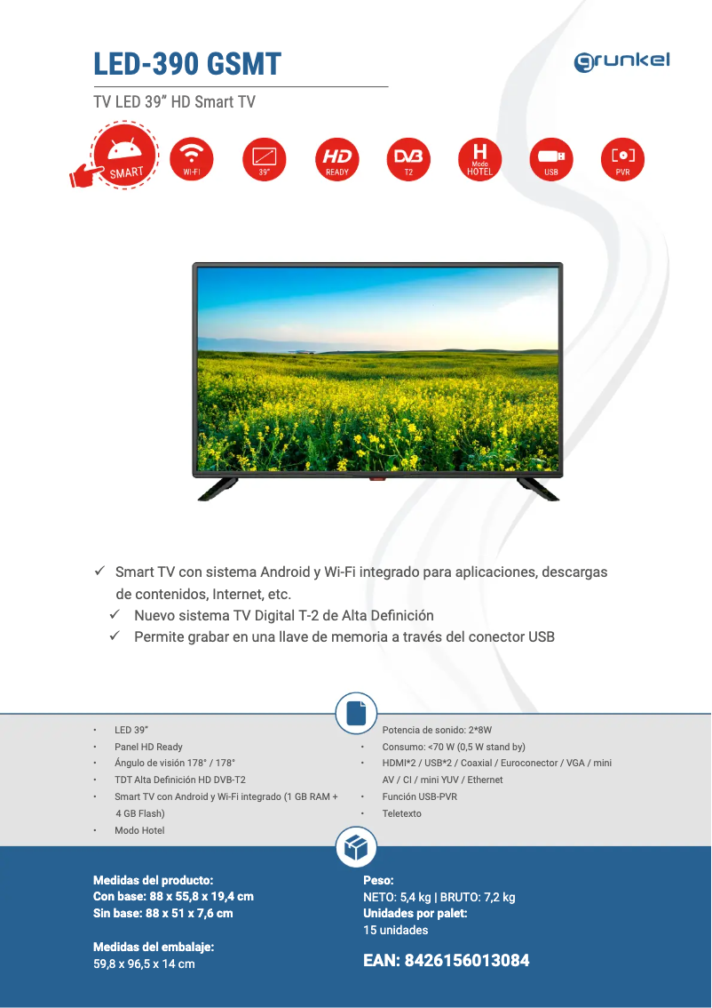 Page 1 de la notice Manuel utilisateur Grunkel LED-390 GSMT