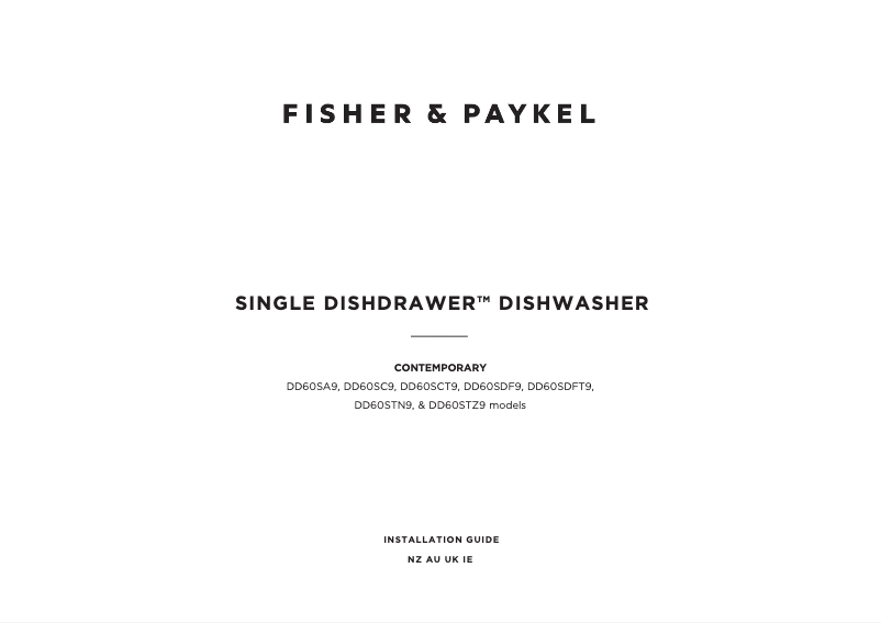 Page n°1 - Guide d'installation Fisher & Paykel DD60ST4HNX9