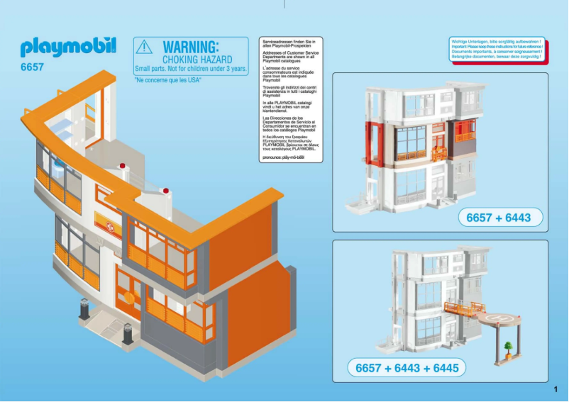 Página 1 del manual Manual de usuario Playmobil City Life Furnished Children's Hospital 6657