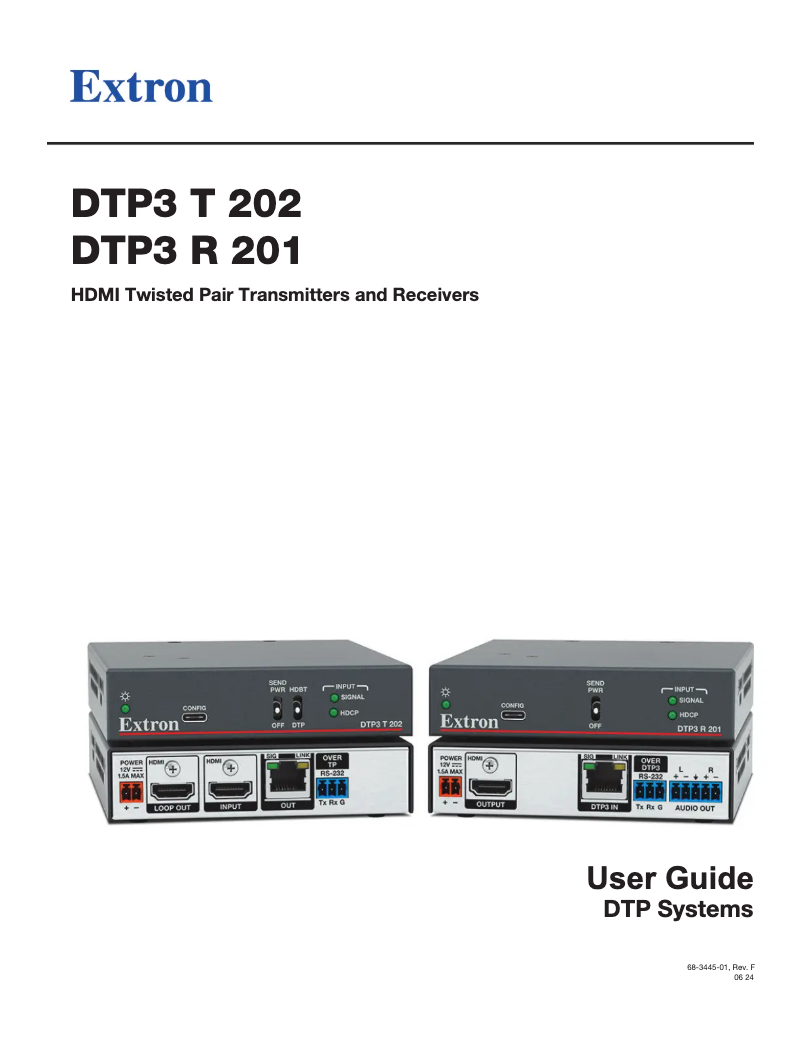 Page n°1 - Manuel utilisateur Extron DTP3 T 202