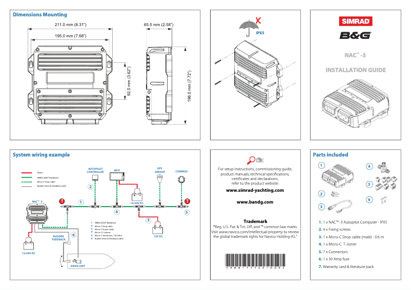 Page n°1 - Manuel utilisateur Simrad NAC-3