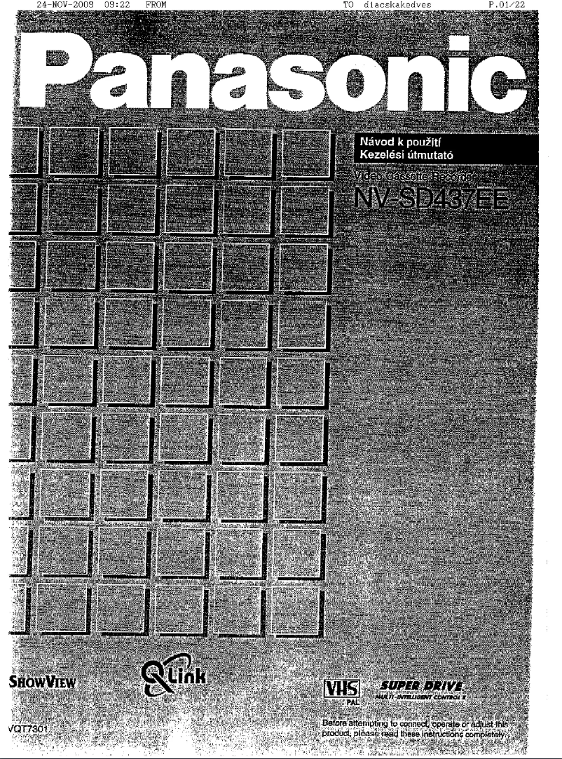 Page n°1 - Manuel utilisateur Panasonic NV-SD437EE
