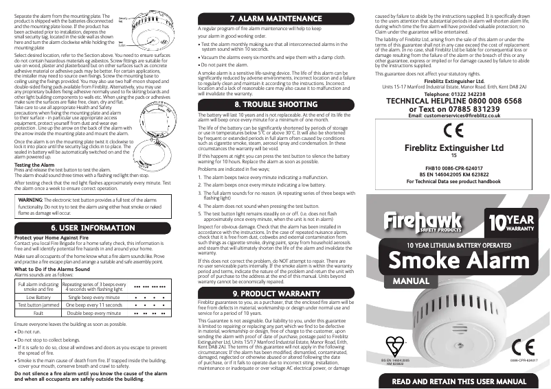 Page n°1 - Manuel utilisateur FireHawk FHB10