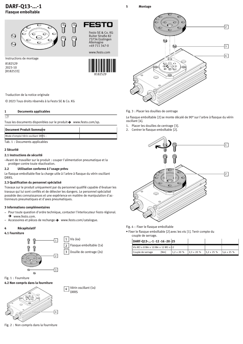 Page n°1 - Manuel utilisateur Festo DARF-Q13-20-1